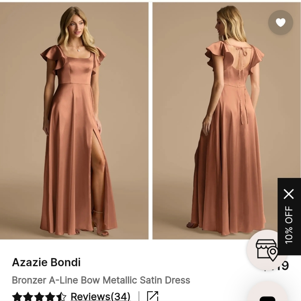 Azazie Bondi Metallic Satin Dress